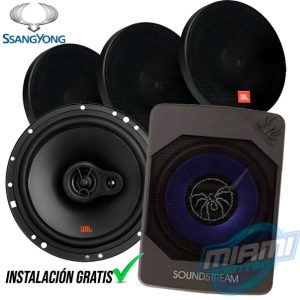 COMBO AUDIO SSANGYONG ACTYON 2010+2x JBL 634 + ESPACIADORES ABS (4) + SUBWOOFER SOUNDSTREAM