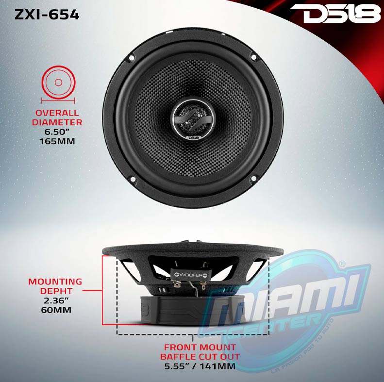 DS18 PARLANTES COAXIALES ZXI-654 6.5″• 2 VÍAS • 4 Ω - Imagen 5